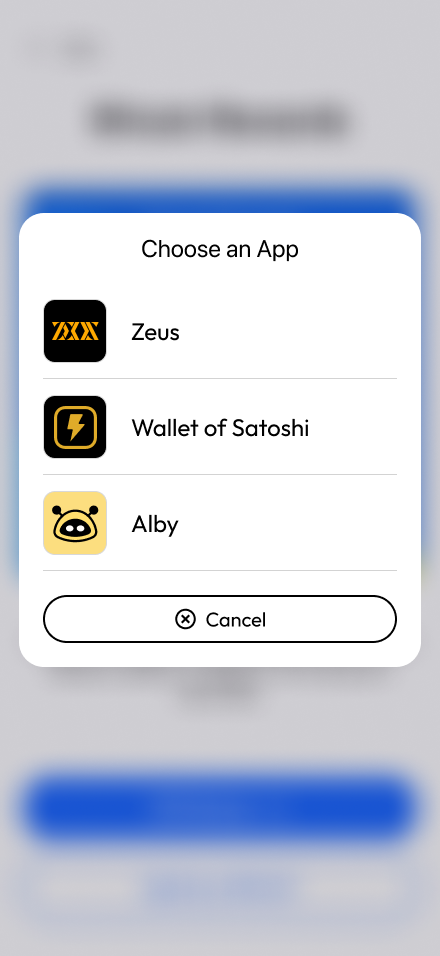 App selector menu from the operating system