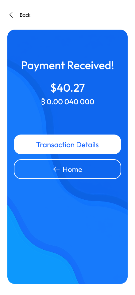 Exchange App receive Bitcoin UI