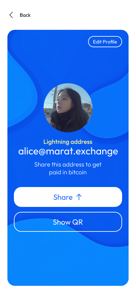 Exchange App receive Bitcoin UI