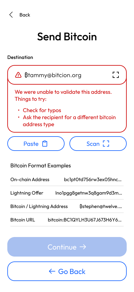 BIP-353 validation error