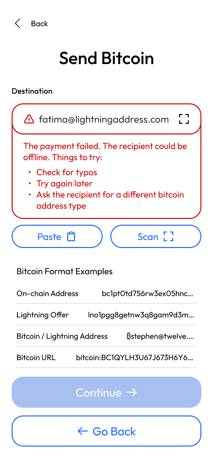 Recipient node offline error