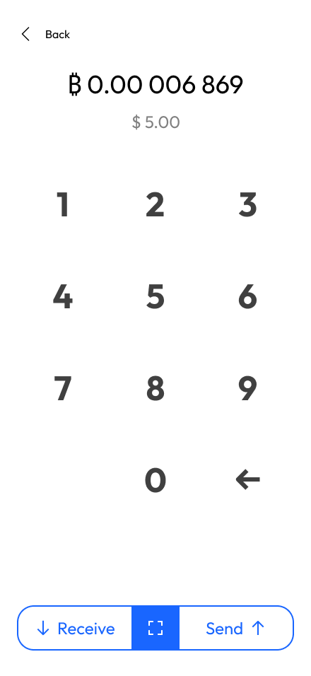 Exchange App amount input UI with $5