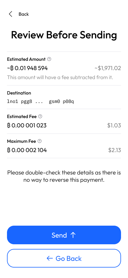 Payment review UI